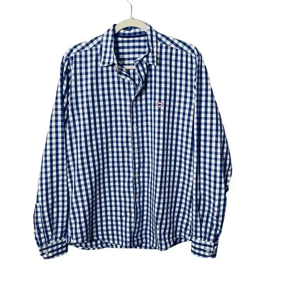 Shirts | Men L Blue White Gingham Check Organic Cotton Shirts | Men L Blue White Gingham Check Organic Cotton